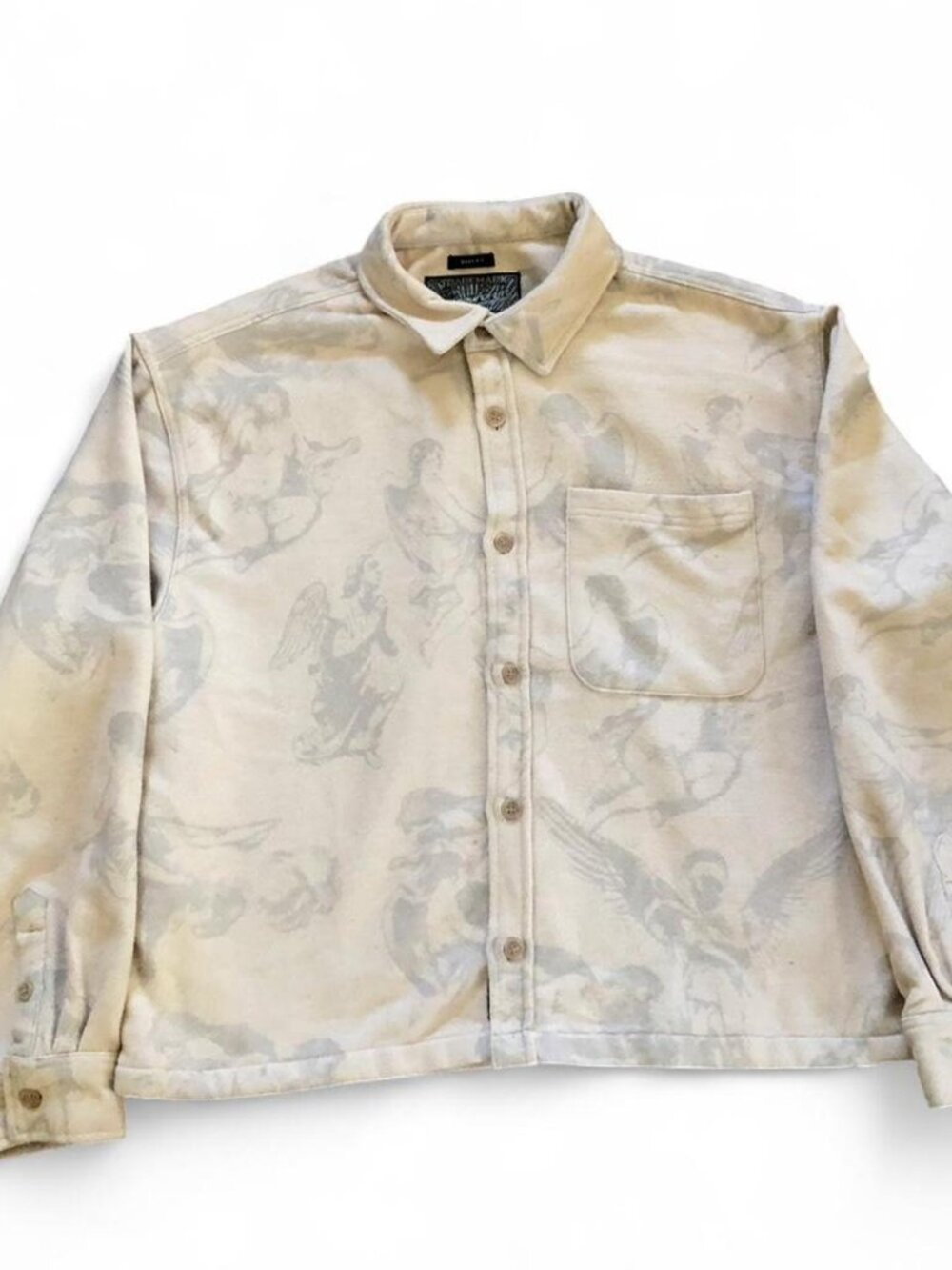 Brooklyn Cloth Boxy Renaissance Angel Cherub Print Button Up Shirt Men’s L